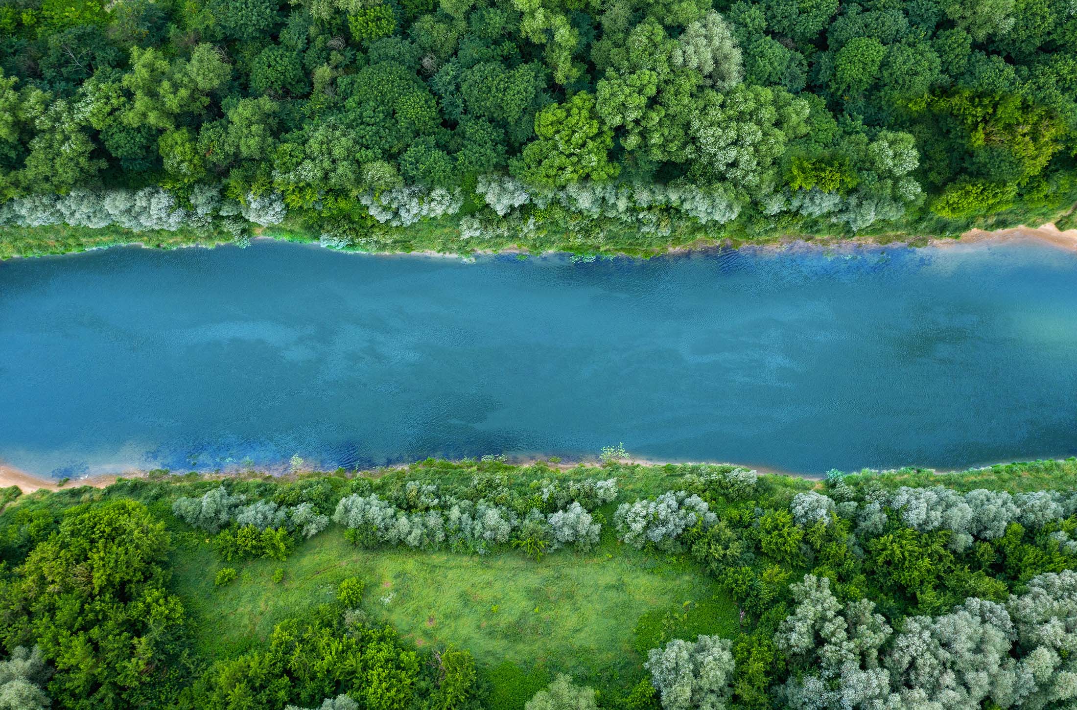 Aerial view of clean river